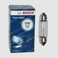 1987302211, Лампа накаливания C5W 12V 5W SV8.5-8 PURE LIGHT BOSCH 1987302211